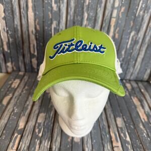Titleist Mens A Flex Hat White Green Large/XL Golf Classic Stretch
